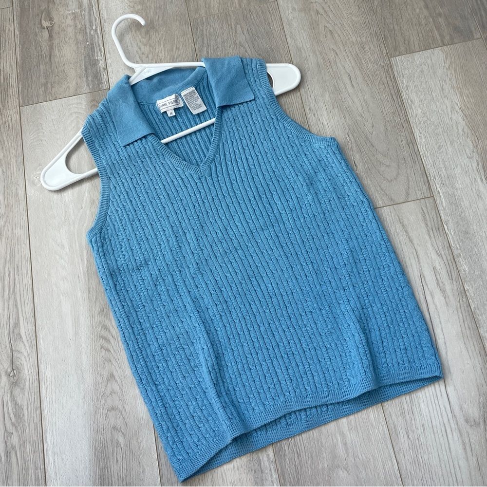 Vintage Fisherman Sweater sleeveless cable knit womens Blue (small) classic vtg